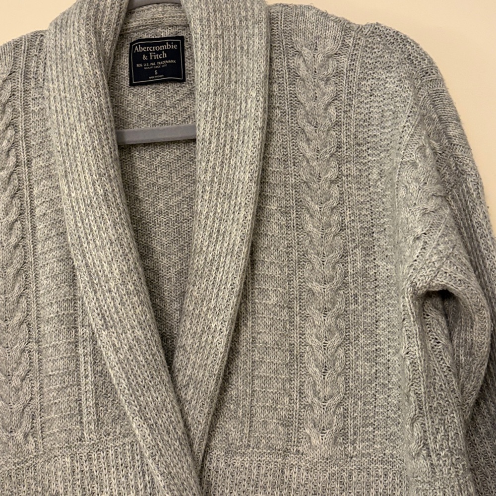 Abercrombie‎ & Fitch Women’s Light Gray Oversized Open Front Cardigan,small - Picture 5 of 6